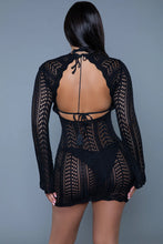 Load image into Gallery viewer, Kinsley Crochet Mini Dress Cover-Up – Bell Sleeve Swimsuit Cover with Open Back & Scalloped Trim