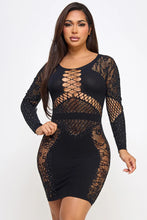 Load image into Gallery viewer, Celeste Rhinestone Lace Mesh Mini Dress