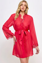 Load image into Gallery viewer, Vivian Sheer Chiffon Lace Trim Robe