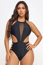 Load image into Gallery viewer, Calista One-Piece Swimsuit – Mesh Front Panel & Strappy Sides