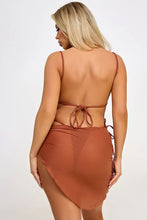 Load image into Gallery viewer, Danica Bikini Set with Mesh Sarong Cover-Up – Ruffled Triangle Cups & Side-Tie Thong Bottom