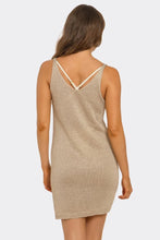 Load image into Gallery viewer, Sandy Shore Mini Swim Cover Up Dress, Shimmer Knit Beach Cover-Up with Ruched Detail, Lightweight Resort Wear