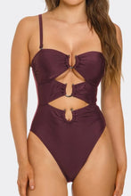 Load image into Gallery viewer, Lydia One Piece Swimsuit for Women with U-Ring Cut-Out Details, Adjustable Straps & High-Cut Leg – Edgy Cheeky Back Swimwear