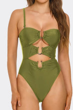Load image into Gallery viewer, Lydia One Piece Swimsuit for Women with U-Ring Cut-Out Details, Adjustable Straps & High-Cut Leg – Edgy Cheeky Back Swimwear