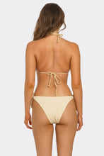 Load image into Gallery viewer, Gold Links Two-Piece Bikini Set, Textured Swimsuit with Chain Detail, Adjustable Tie Bikini Top & Low Rise Bottoms