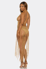 Load image into Gallery viewer, Fringe Fever Crochet Bikini Set, Two-Piece Swimsuit with Fringe Detail, Halter Neck Top, High-Rise Bikini Bottoms & Adjustable Ties