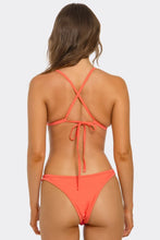 Load image into Gallery viewer, Tropical Flame Triangle Bikini Set, Shimmer High Cut Two-Piece Swimsuit with Crossback Straps, Cheeky Bikini Bottom