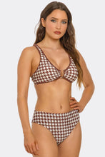 Load image into Gallery viewer, Tawny Two-Piece Bikini Set, High Waist Reversible Swimsuit with Houndstooth Print, Underwire Bikini Top & Adjustable Straps