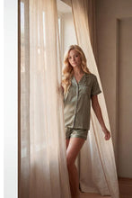 Load image into Gallery viewer, Satin Short Sleeve Pajama Set with Shorts