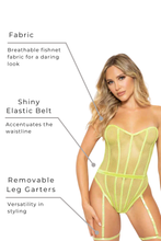 Load image into Gallery viewer, Strapless fishnet teddy