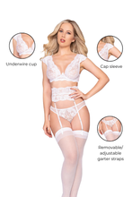 Load image into Gallery viewer, Lace Garterbelt Set with Keyhole Ribbon Back Detail