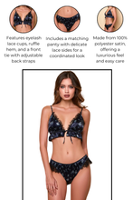 Load image into Gallery viewer, Midnight Garden Lingerie Set, Printed Satin Bralette and Panty