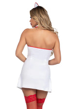 Load image into Gallery viewer, Sexy Head Nurse Costume with Halter Zipper Dress, Toy Stethoscope, and Headband