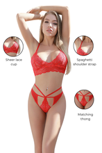 Load image into Gallery viewer, Lace Two Piece Bra and Panty Set, Lace Sheer Cup Lingerie Set