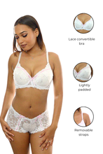 Load image into Gallery viewer, Lace Convertible Bra n Boyshort Set