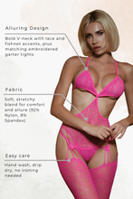Load image into Gallery viewer, Swirl Bodystocking with Attached Garter Tights