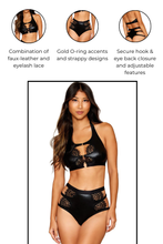 Load image into Gallery viewer, Stretch faux-leather bralette and panty, Two Piece Lingerie Set