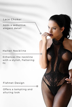 Load image into Gallery viewer, Lace Choker Neck Bodystocking