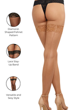 Load image into Gallery viewer, Laced Stay-up Fishnet Thigh High Stockings