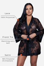 Load image into Gallery viewer, Delia Floral Lace Robe with Satin Trimming