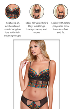 Load image into Gallery viewer, Embroidered Floral Bra and Panty Set, Longline Two Piece Set