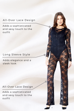 Load image into Gallery viewer, Long Sleeve All Over Lace Cat Suit