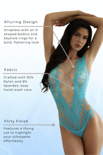 Load image into Gallery viewer, See Me Shine Fishnet Bodysuit, Strapless X-Shape Thong Teddy