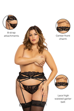 Load image into Gallery viewer, Lace high waisted garter belt g-string