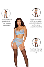 Load image into Gallery viewer, Three piece Floral Bra Set, Elegant Floral Embroidery Lace Lingerie Set