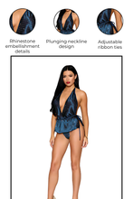 Load image into Gallery viewer, Rhinestone embellished satin teddy