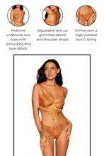 Load image into Gallery viewer, Stretch satin longline bra and G-string, Luxurious Two-Piece Set