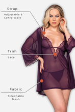 Load image into Gallery viewer, Stretch mesh chemise and robe set