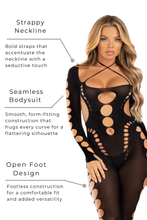 Load image into Gallery viewer, Seamless opaque cut-out footless bodystocking
