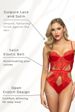 Load image into Gallery viewer, Guipure Lace and Satin Teddy