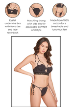 Load image into Gallery viewer, Eyelet You Go Bra Set, Underwire Longline Bra with Thong