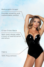 Load image into Gallery viewer, Plunging neckline PU bodysuit