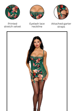 Load image into Gallery viewer, Printed stretch velvet garter slip