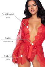 Load image into Gallery viewer, Three PC Lace Teddy and Robe Set