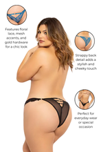 Load image into Gallery viewer, Floral lace and mesh cheeky panty