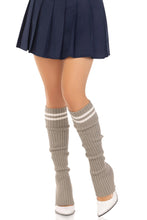 Load image into Gallery viewer, Hailey Stirrup Leg Warmers, Athletic Stripe Knee High Stocking