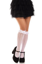 Load image into Gallery viewer, Sweetheart Ruffle Cuff Knee High Socks, Kawaii Heart Ruffle Knee Socks