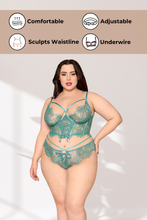 Load image into Gallery viewer, Delicate Eyelash Lace Cropped Bustier Lingerie Set – Bustier with Matching Thong