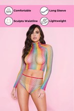 Load image into Gallery viewer, Mini diamond net long sleeve top, Long Sleeve Top with Tying Back Panty