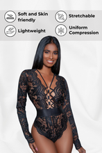 Load image into Gallery viewer, Long sleeves sheer-lace bodysuit