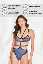 Load image into Gallery viewer, Denim Print Cutout Teddy