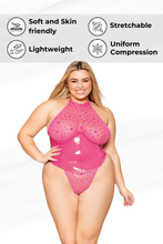 Load image into Gallery viewer, Flocked Heart Stretch Vinyl Halter Teddy