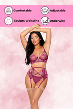 Load image into Gallery viewer, Floral Embroidery Lace Lingerie Set , Three Piece Bra Set