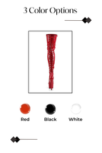 Load image into Gallery viewer, Stretch Thigh Boot with 7-Inch Stiletto Heel, Platform, and Rear Lace-Up Detail