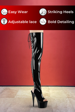 Load image into Gallery viewer, Faux Leather Lace-Up Back Thigh High Boot