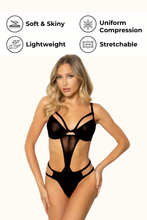 Load image into Gallery viewer, Lame and Fishnet Strappy Teddy – Bold, Alluring, and Unforgettable